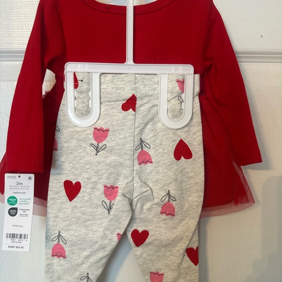 Carter's Red Baby Outfit with Heart Detail - Picture 2 of 4
